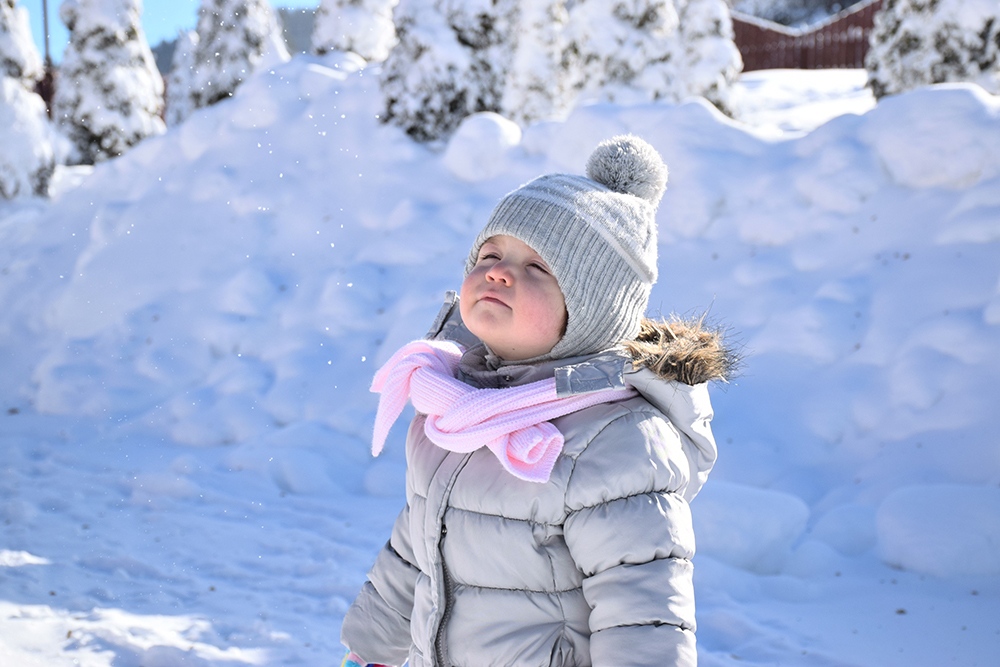 Child outside in winter